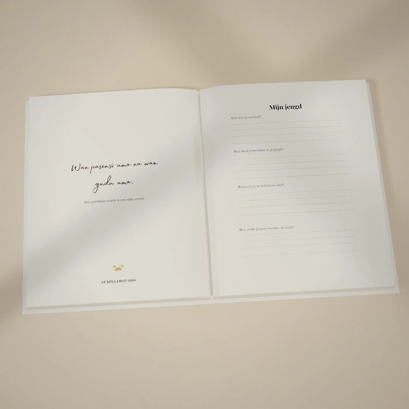 Opengeslagen boek bij het hoofdstuk Mijn jeugd
